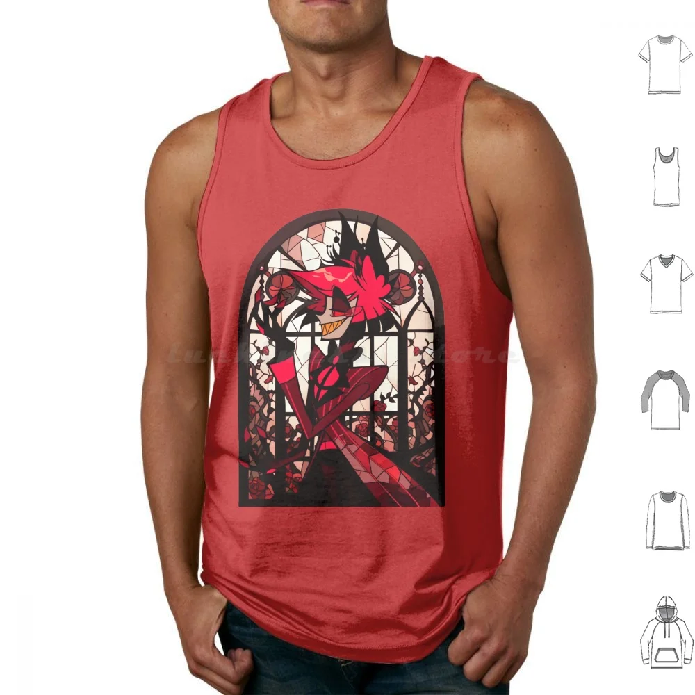 

Stained Glass Alastor Tank Tops Vest Sleeveless Radio Demon Demon Hazbin Alastor Stained Glass Angel Dust Alastor