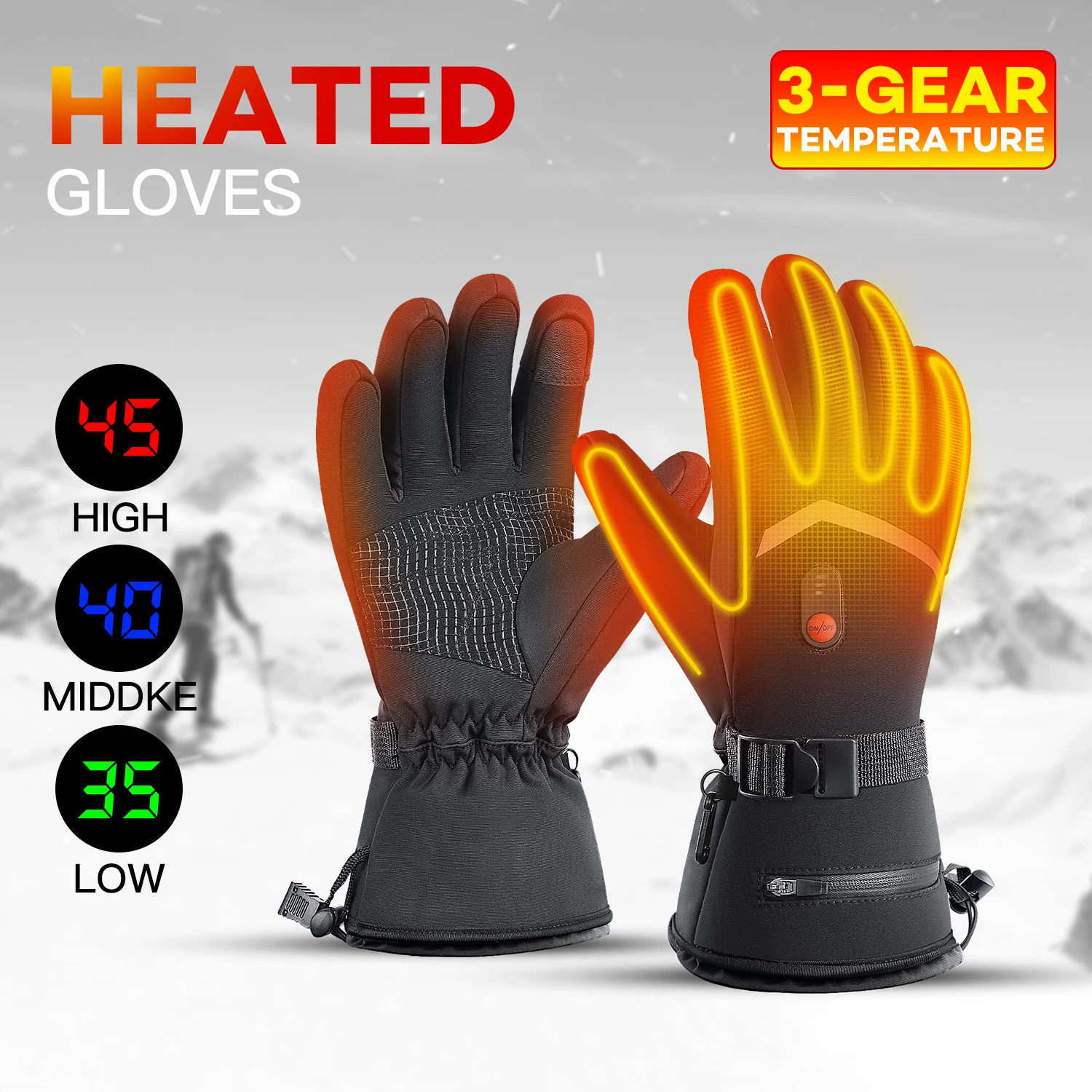 زوج واحد من القفازات الكهربائية الذكية، مزودة بصندوق بطارية وقفازات كهربائية، بدون بطاريات، وشاشة لمس مضادة للانزلاق #1