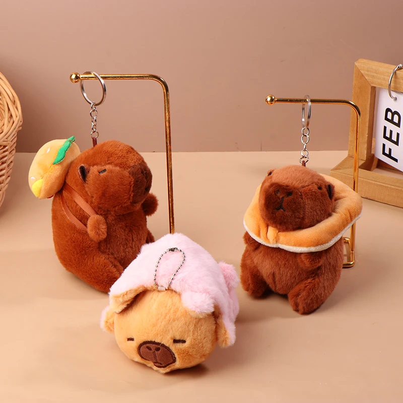 1PCS Kreative Flip Capybara Anhänger Plüsch Puppe Schlüsselbund Cartoon Capybara Stofftier Schlüsselring Plüsch Spielzeug Rucksack Hängen Dekor