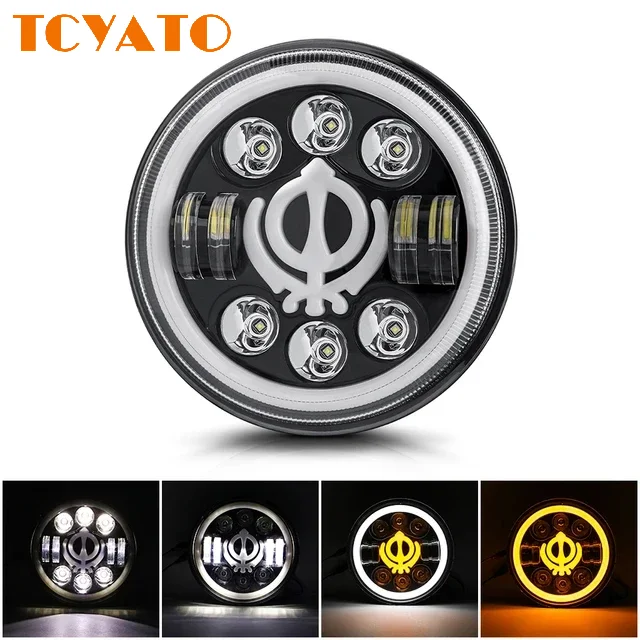 

TCYATO 1X 7 Inch LED Headlight Bulbs Lights H4 Round Headlamp Angel Eyes Car Accessories For Suzuki samurai Lada Niva Jeep