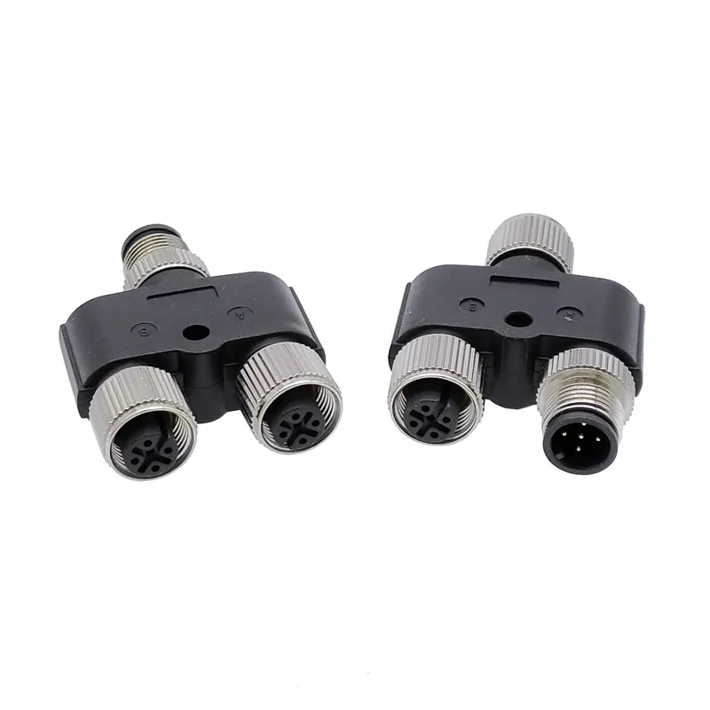 M12 Sensor Connector Waterproof Three-way Pipe Conversion Plug Male Female 4 5 8pin Y Shaped T Type A Code Connectors image 2