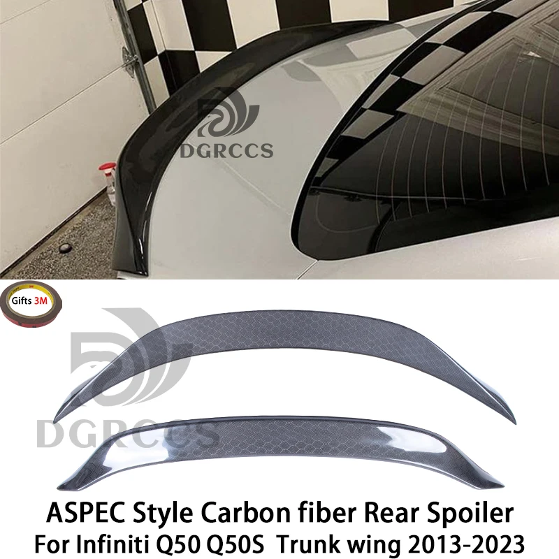 

For Infiniti Q50 Q50S ASPEC Style Carbon fiber Rear Spoiler Trunk wing 2013-2023 Forged carbon Honeycomb FRP primer