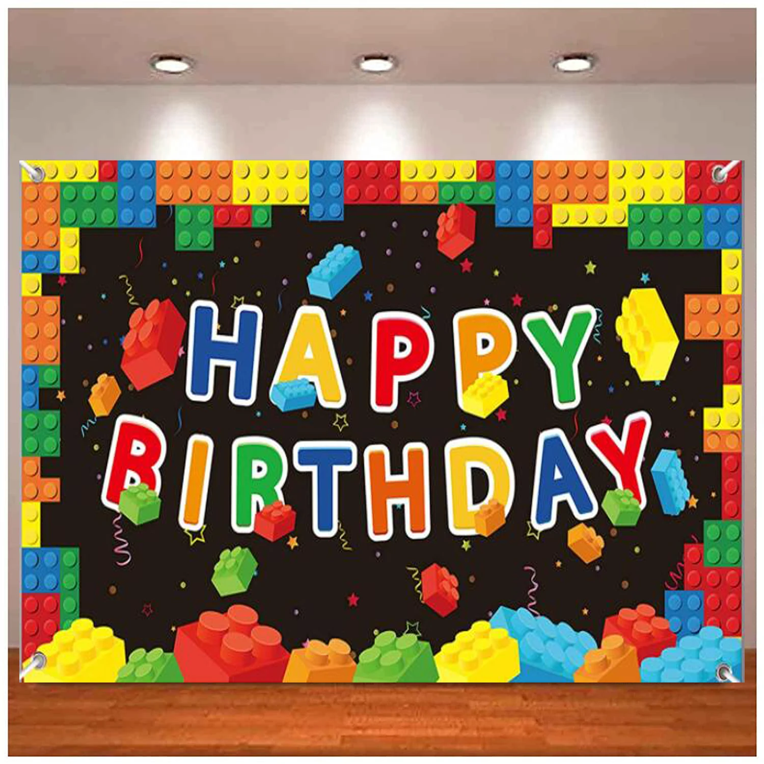 Building Blocks Party Decor Colorful Blocks Birthday Photography Backdrop Children Kids Building Blocks Theme Party Supplies