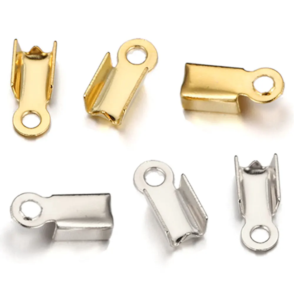50 Stück 2,5–3,5 mm Edelstahl-Crimp-Endkappen, Verschlussperlen, Verbinder für Schmuckherstellung, DIY-Halskette, Armband, Zubehör