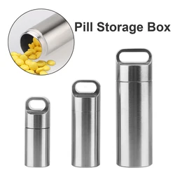 Mini Waterproof Camping Firstaid Pendant Portable Medicine Boxes Stainless Steel Pendants Keychain Pill Case Pill Storage Box