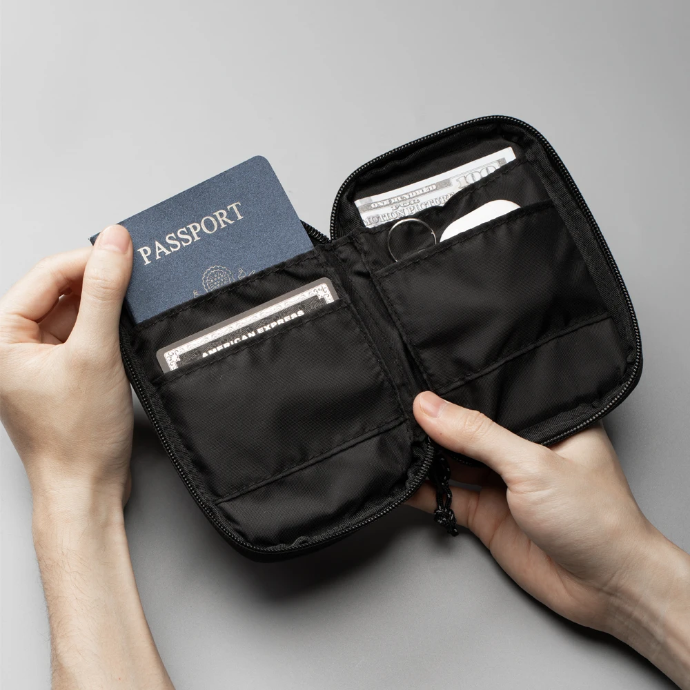 Multi-Pocket Everyday Carry Pouch EDC Organizer Wallet Utility Tool Pouch Money Belt Travel Pouch for Card Key Coin Money