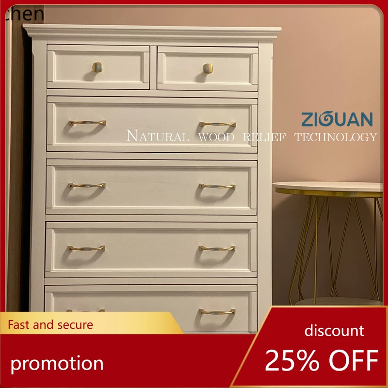 HT Minimalist Solid Wood Chest of Drawers Bedroom Cabinet Storage 6-Drawer Decorative Chest