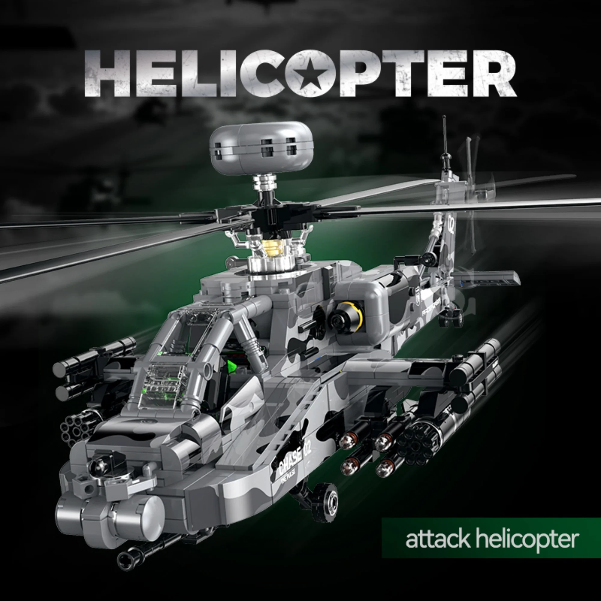 1116pcs Apache Helicopter Building Blocks AH-64 Helicopter Gunships Military Plane Aircraft Model Bricks Toys for Adults Gifts