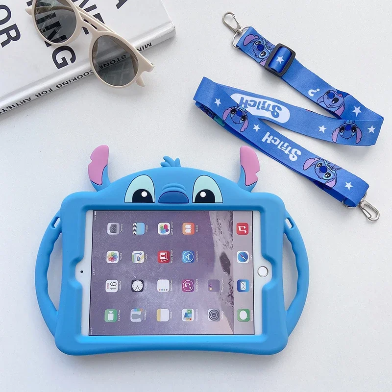 Stitch caso para ipad pro 9.7in 19 20 7/8/9th 10.2 polegada caso suporte mini4/5 9.7 polegada dos desenhos animados silicone à prova de choque crianças capa presente