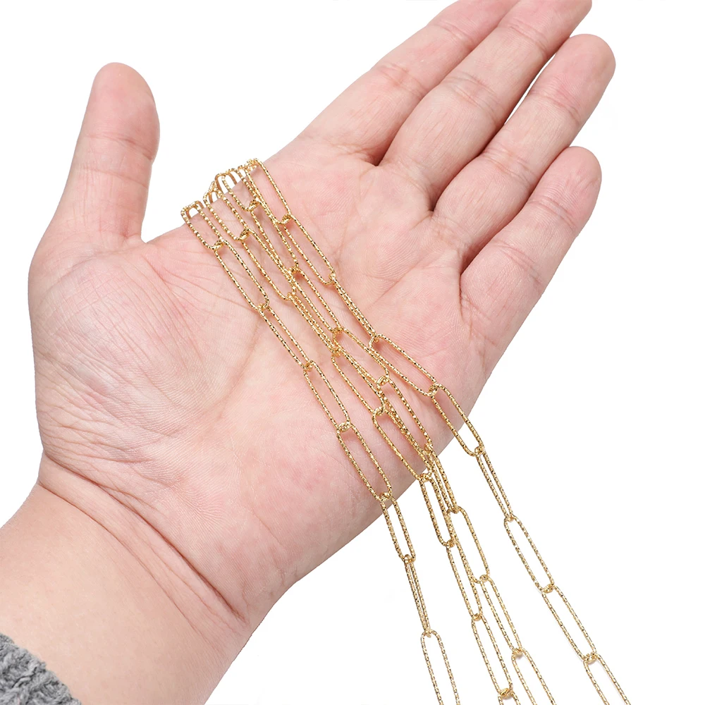

1 Meter High Quality Embossed Oval Chains Stainless Steel PVD Gold Chains for Bracelets Necklaces Findings Jewelry Making DIY