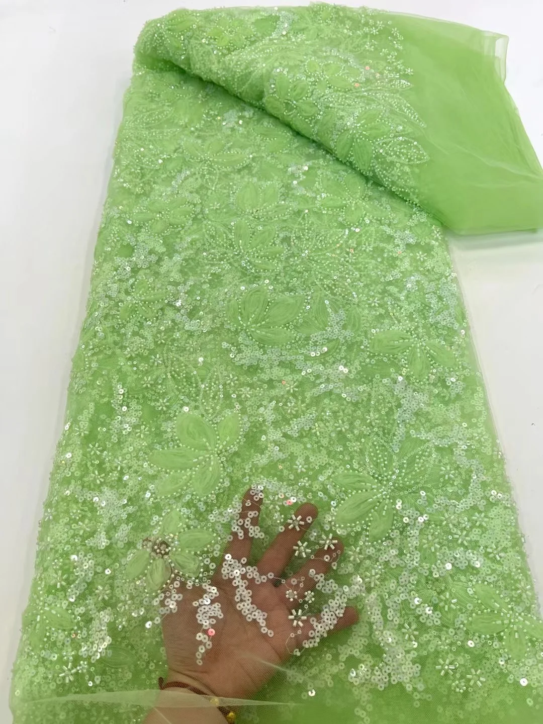 تصميم جديد جودة عالية 2025 الأفريقي النيجيري الترتر تول أقمشة الدانتيل المطرز الدانتيل لفساتين حفلات الزفاف مطرز 5 ياردات