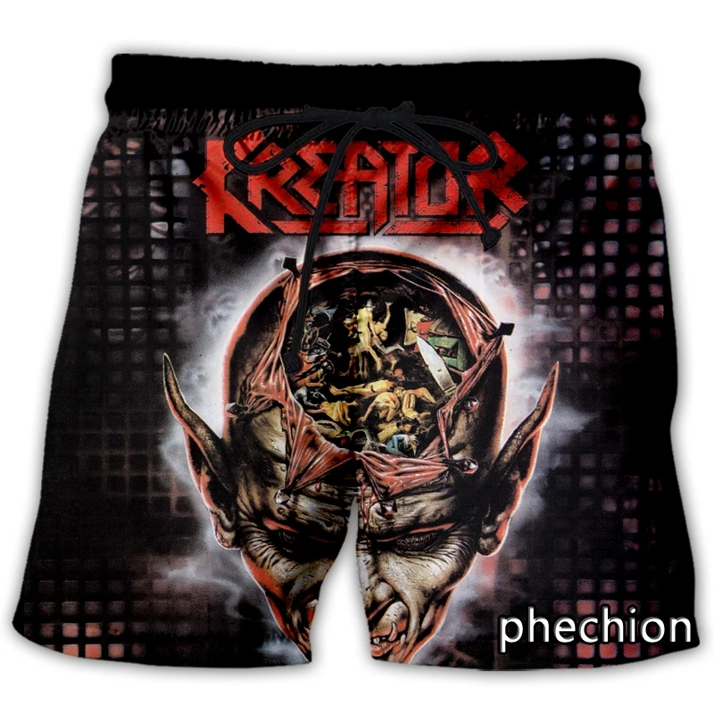 phechion New Fashion Men/Women Kreator 3D Print Casual Shorts Novelty Streetwear Men Loose Sporting Shorts L175