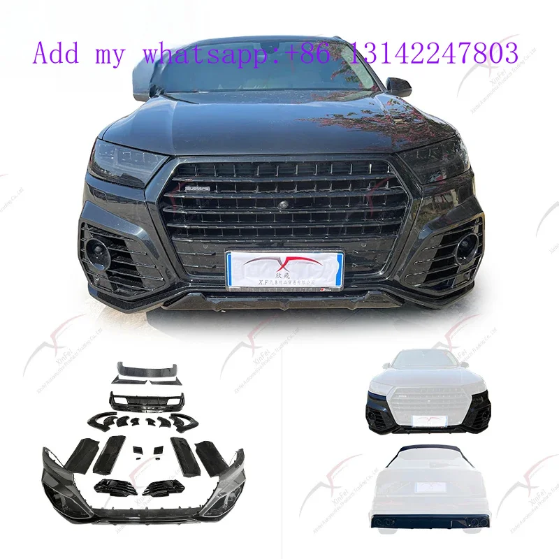 

2016-2019 Q7 Комплект кузова из углеродного волокна из стекловолокна, передняя губа, боковая юбка, улучшители заднего бампера для обновления нового станка