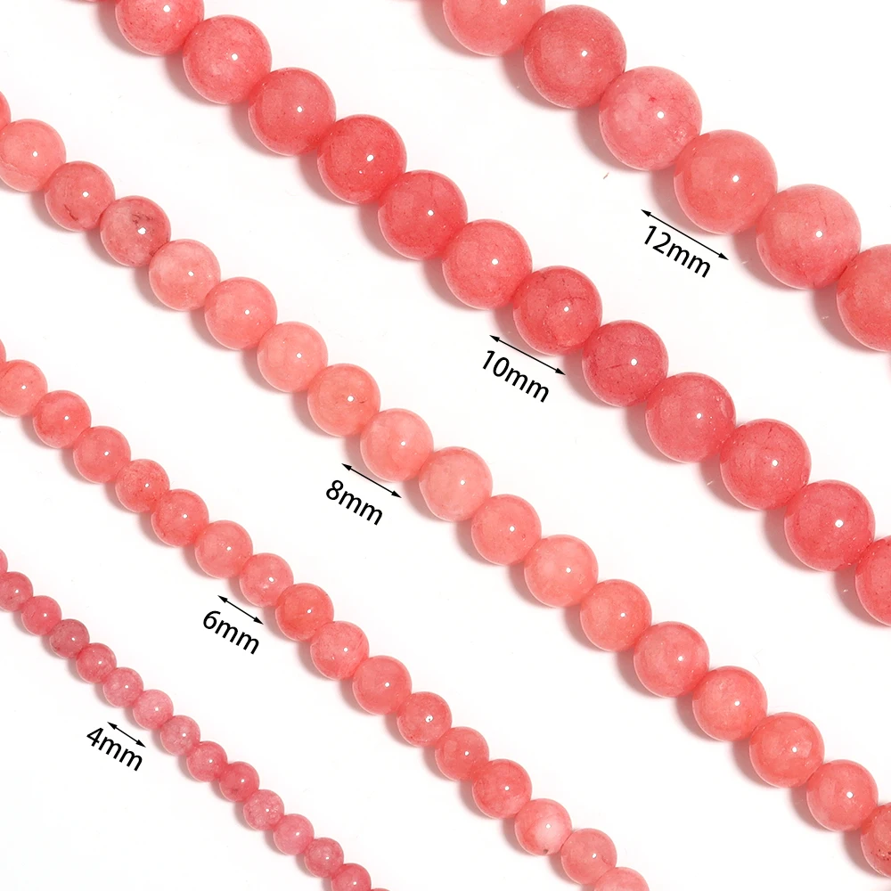 1 Strand/Lot Natural Pink Chalcedony Stone Beads Spacer Jades Bead for Jewelry Making DIY Bracelet Necklace Accessories