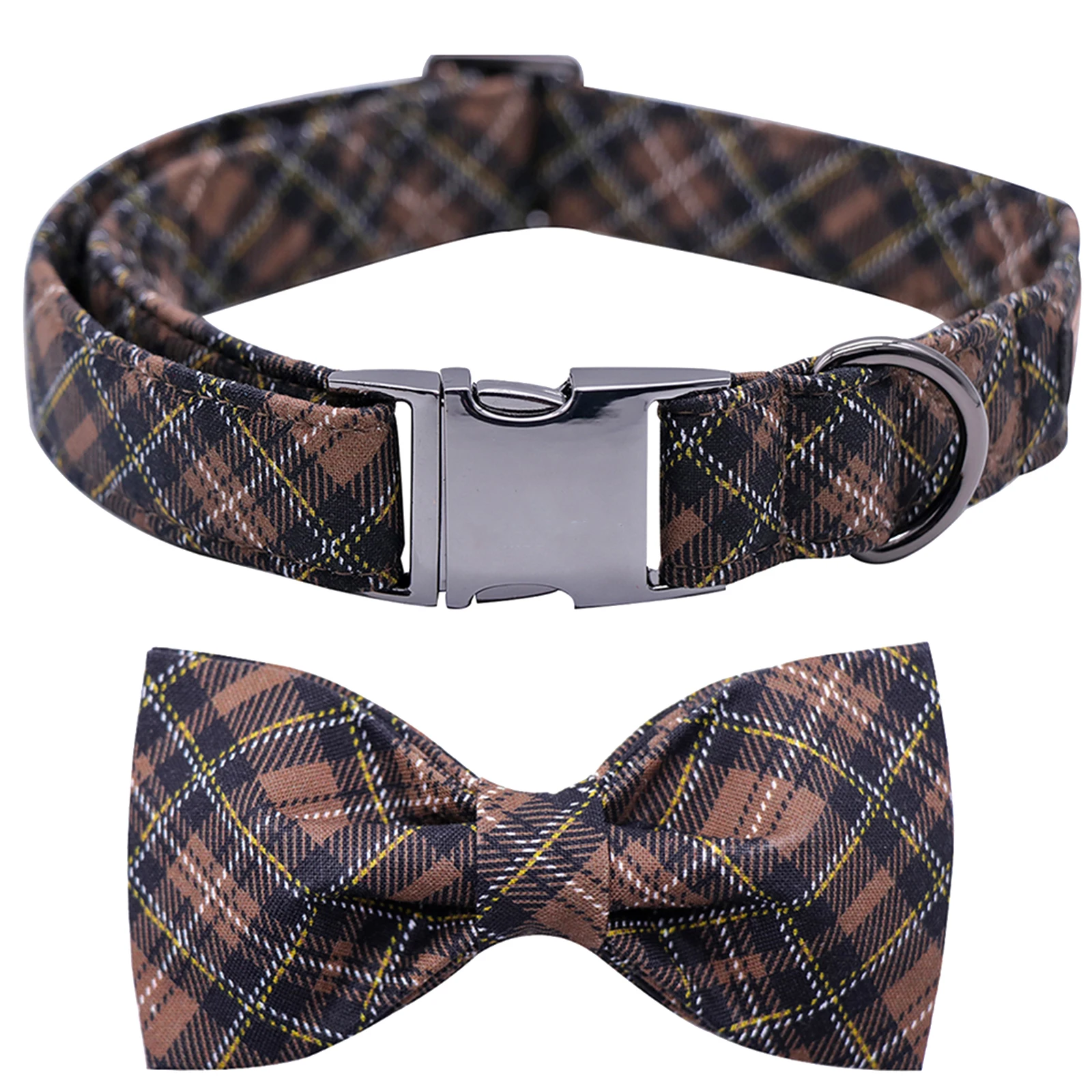 

Elegant little tail Premium Plaid Dog Collars, Bowtie Dog Collar, Adjustable Heavy Duty Dog Collar with Bow for Medium Dogs