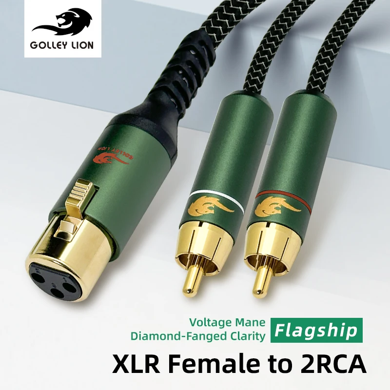 GOLLEY LION XLR to Dual RCA Cable | Silver-Plated Copper | Balanced Audio for Pro/Home Systems