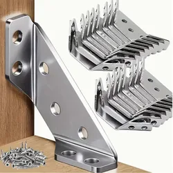 4/10/30pcs Shelf Bracket Universal Furniture Connector Stainless Steel Corner Brackets Cabinet Shelf Support Fixed Brace Kits