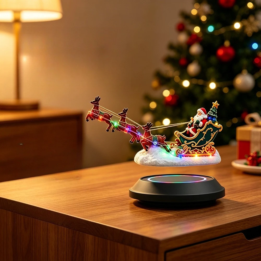 Factory Direct Compatible with Maglev Christmas Reindeer Ornament Levitating Rotating Glowing Christmas Gift Ornament