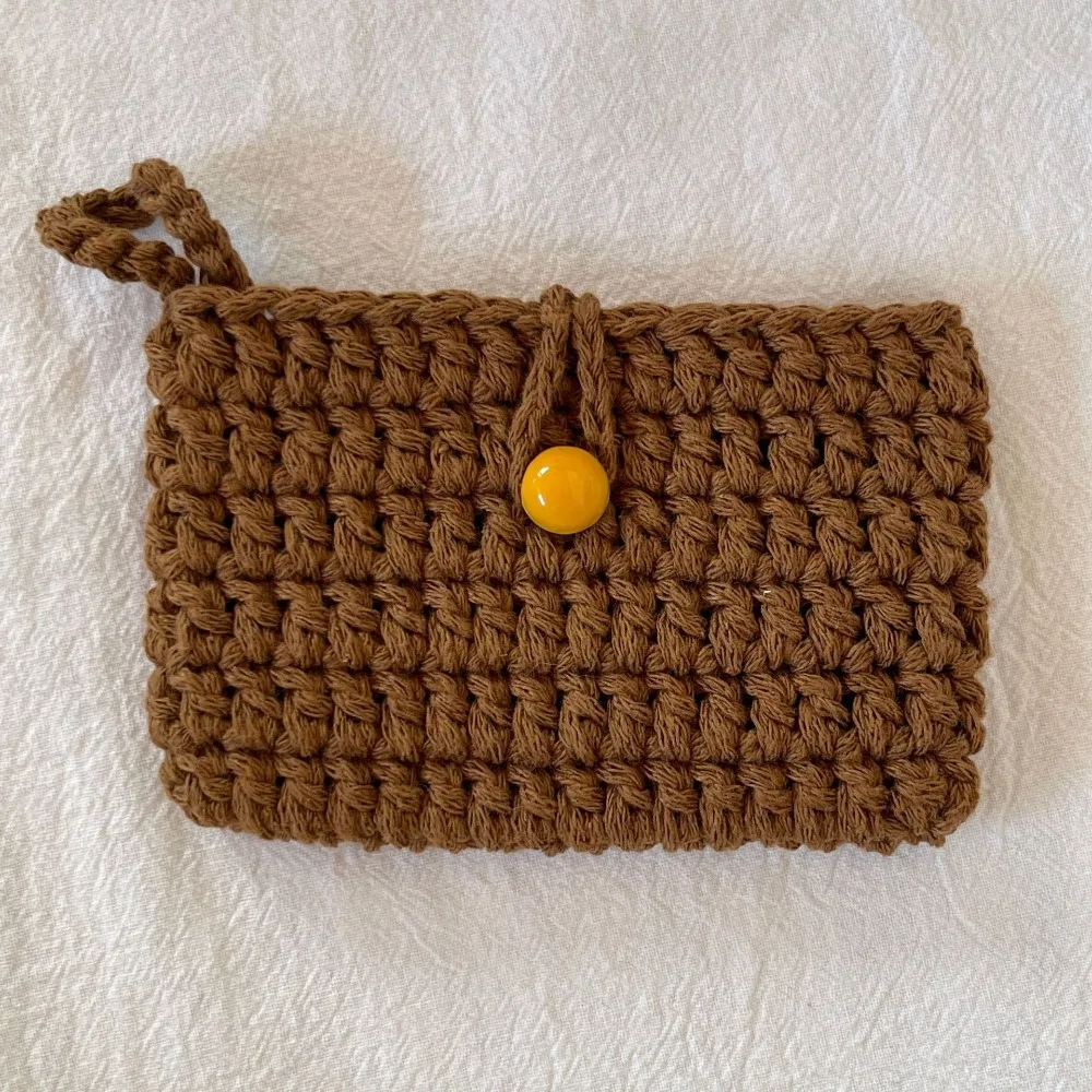 جديد الحياكة الكروشيه عملة المحفظة مربع اليدوية النسيج حافظة للبطاقات بلون حقائب اليد الصغيرة للسيدات