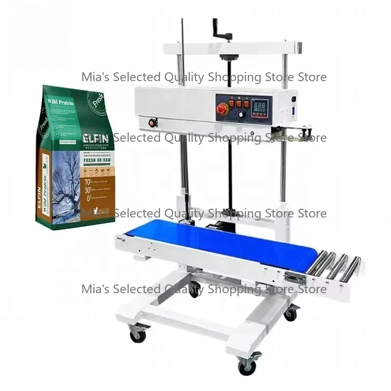 FR1100 Heavy-Duty Continuous Plastic Bag Sealer with Height Control Vertical Sealing Machine with Stand up Code Printer