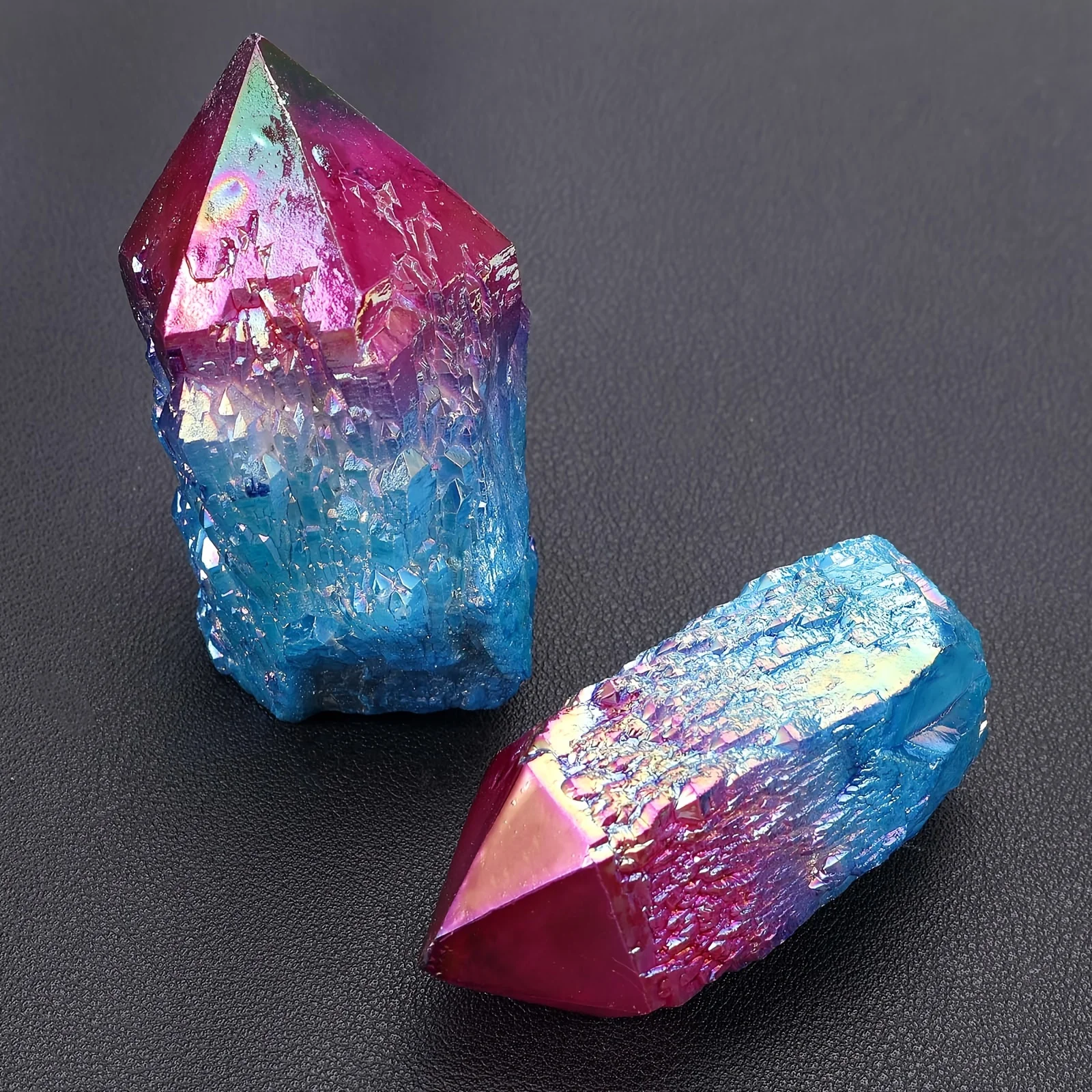 Rainbow Aqua Aura Quartz Clusters Electroplated Crystal Cluster Quartz Crystal Gemstone, used for therapy, meditation, gifts