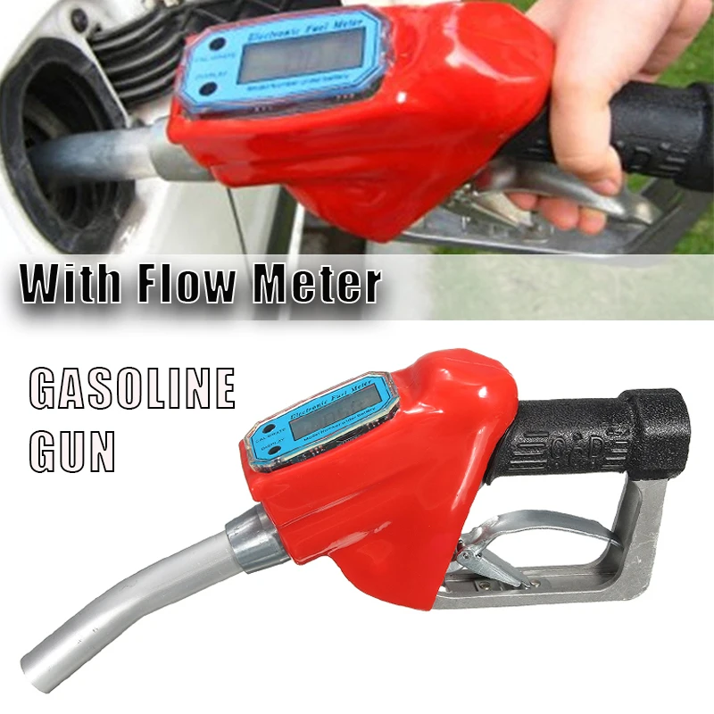 Gasoline Diesel Spray Gun Digital Display Flowmeter Adjustable Methanol Chip Electronic Metering Turbo Fuel Refuel Indicator Gun