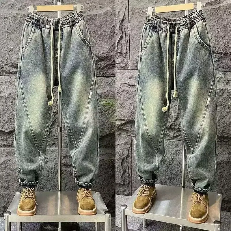 Jeans en denim déFlexpour hommes, pantalons hip-hop de luxe vintage, vêtements décontractés, mode Harajuku, printemps et automne, 2024 mn