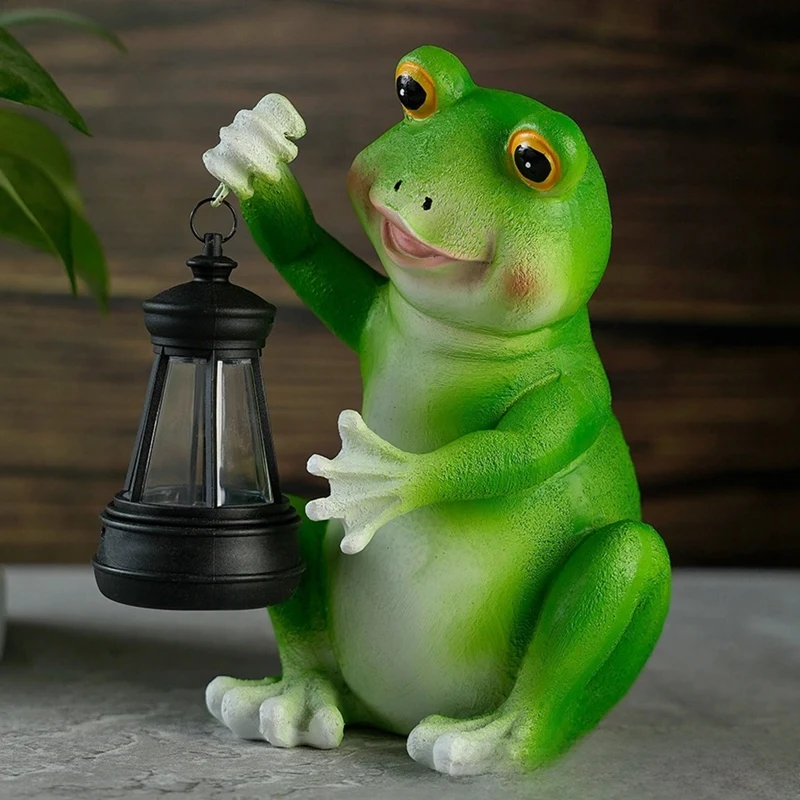시뮬레이션 개구리 동물 태양광 랜턴 정원 안뜰 집 발코니 현관 레진 장식품-SPMI
