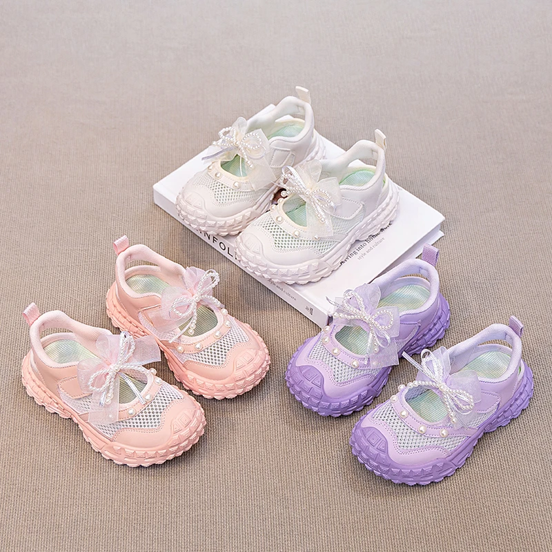 

Kids'Casual Shoes Sneakers PU Leather Cutout Spring Shoes For Girls Anti-slip Soft Bottom Pink Off-white Shoes Size 26-37