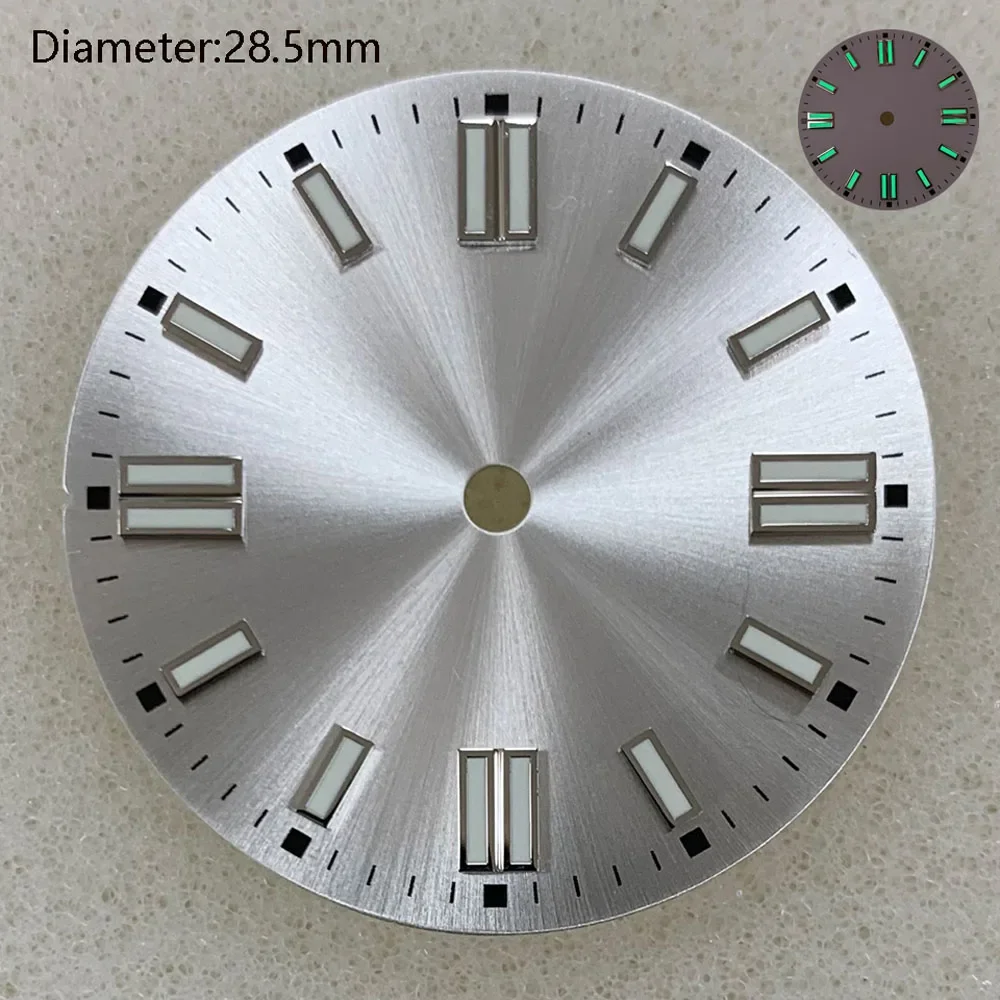 28.5 مللي متر NH35 الطلب السماء الزرقاء الفضة رمادي أمة الله الهاتفي nh35 لليابانية NH35 حركة ميكانيكية أوتوماتيكية watchmod تخصيص الشعار