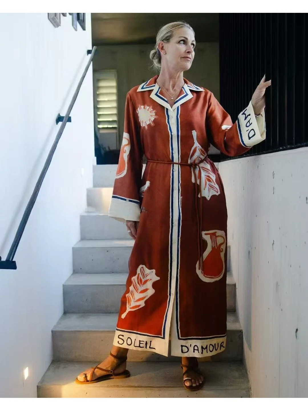 

Удобное шелковое платье Dr Caramel Love Day с принтом, повседневное, праздничное, с длинным рукавом, H-образного силуэта, женское, мягкое, дышащее