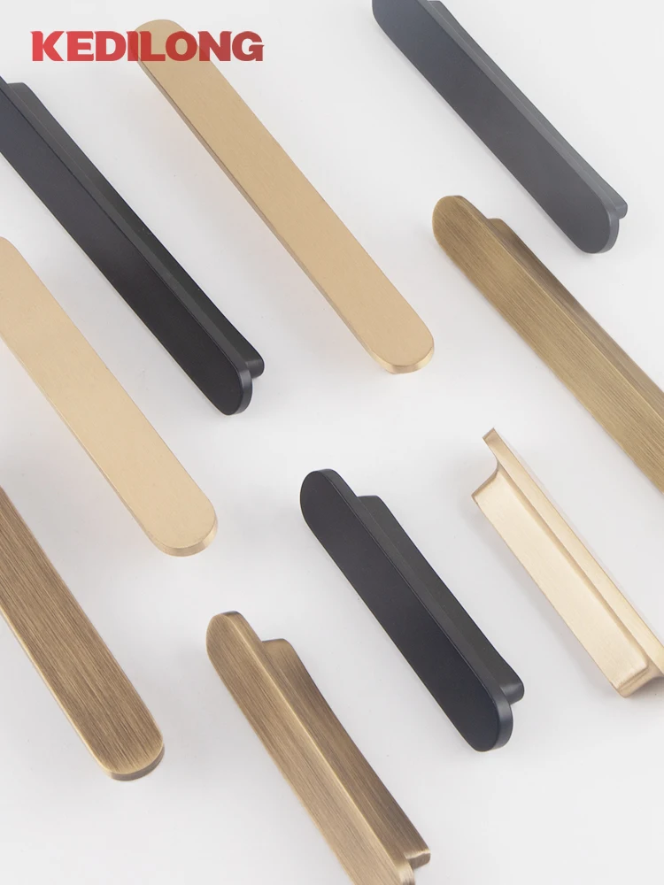 

KEDLO Solid Brass Plain Modern Style Cabinet Wardrobe Drawer Brushed Brass handle Furnitur Antique Brass Handle