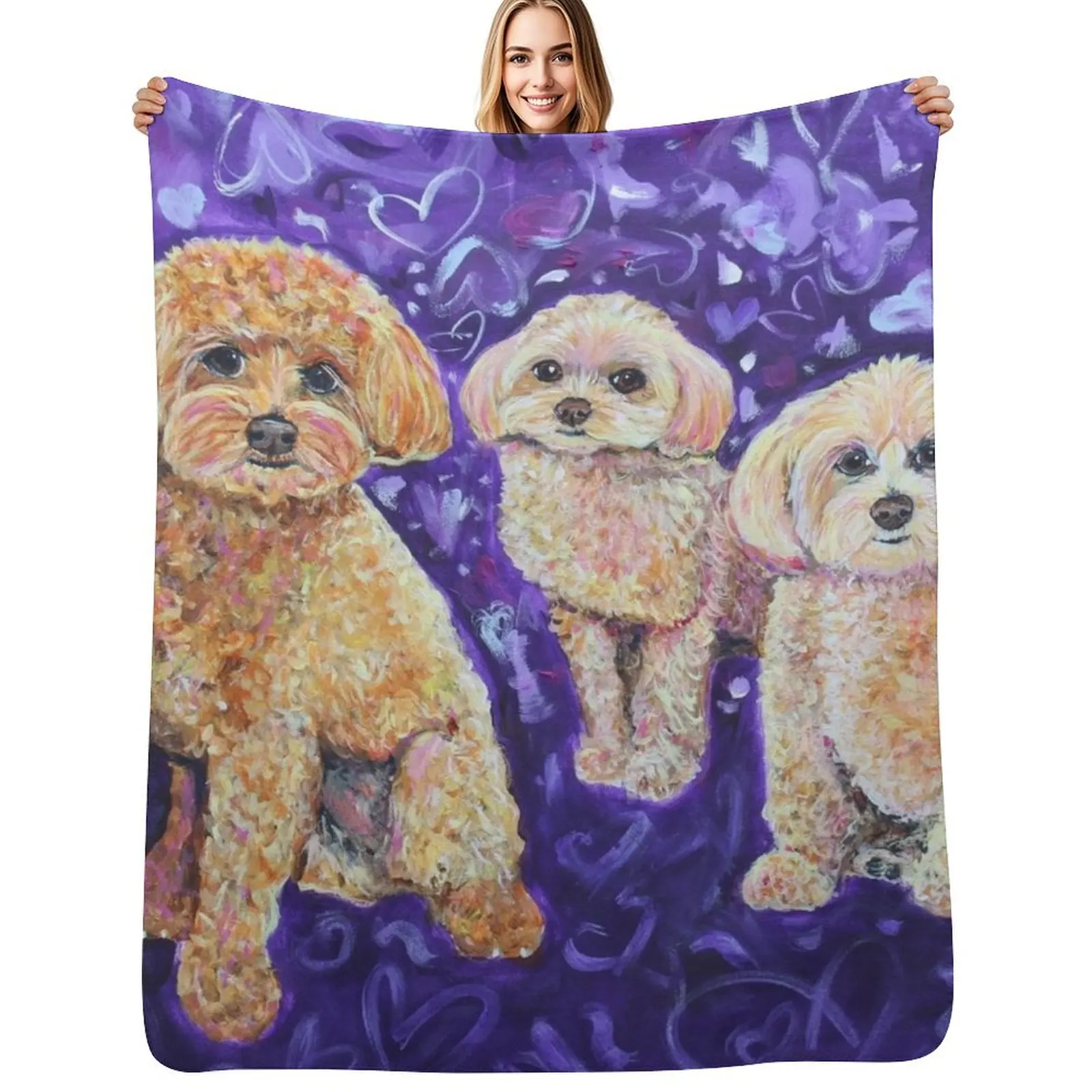 

Three Poodle Pack Throw Blanket Modern Design Soft Blanket for Home Decor