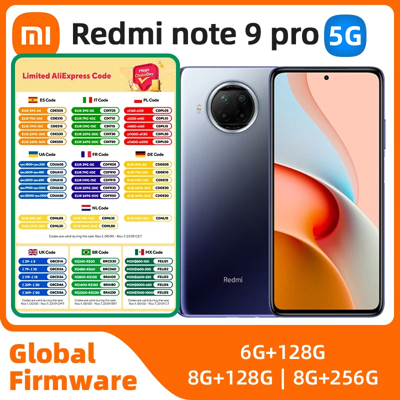 xiaomi redmi note9 pro Android 5G Unlocked 6.67 inch 8GB RAM 256GB ROM All Colours in Good Condition Original used phone