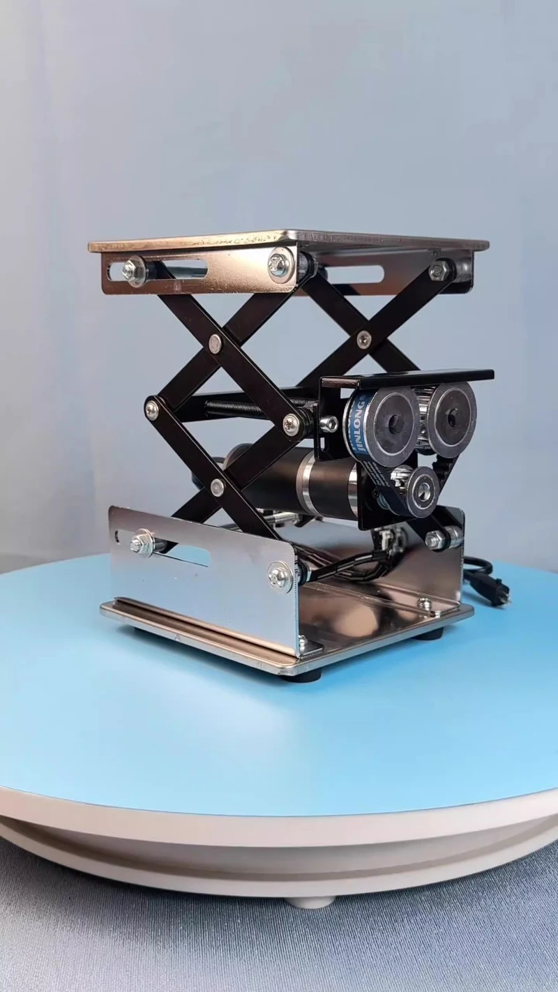 電気ラボリフトテーブル 200 × 200 ミリメートルステンレス鋼小型昇降プラットフォームリモコン付き高さ調節可能なワークベンチ