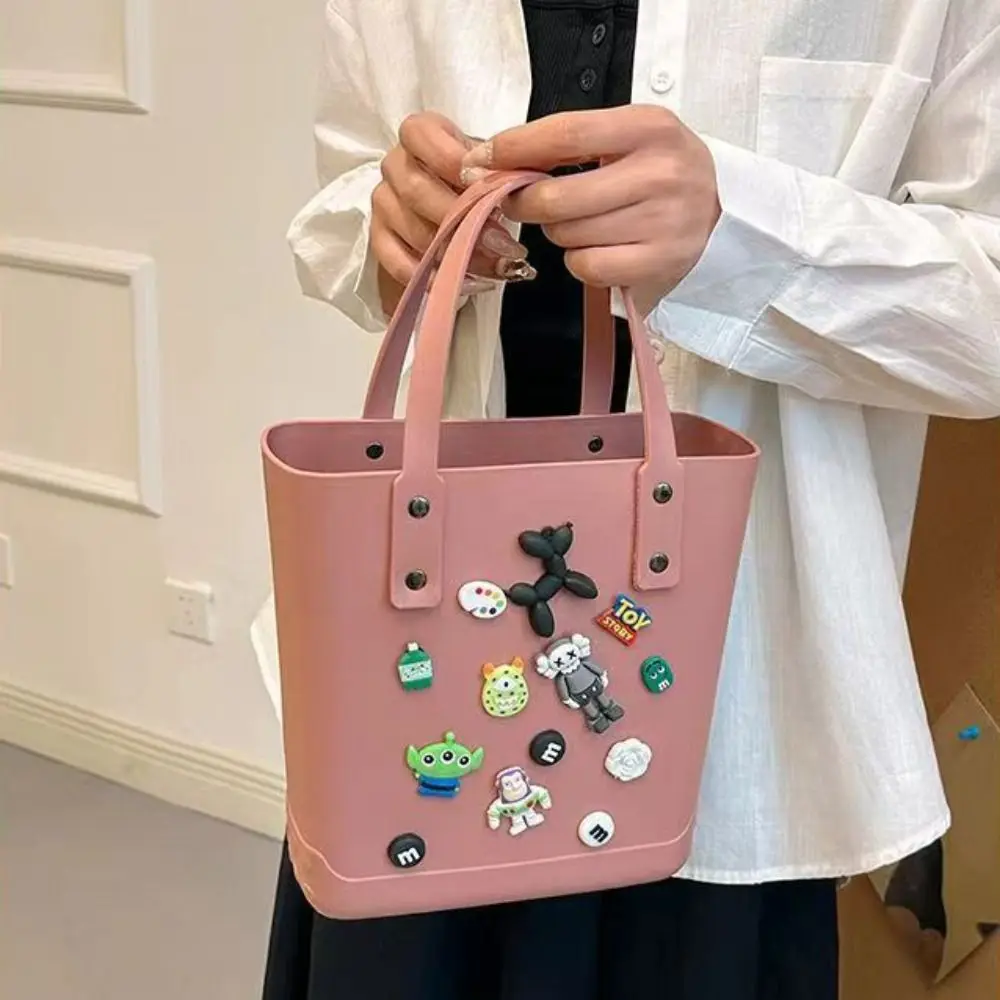 Borsa impermeabile alla moda con fori borsa da spiaggia per donna carina fai da te in PVC borsa portatile per cartoni animati Shopping