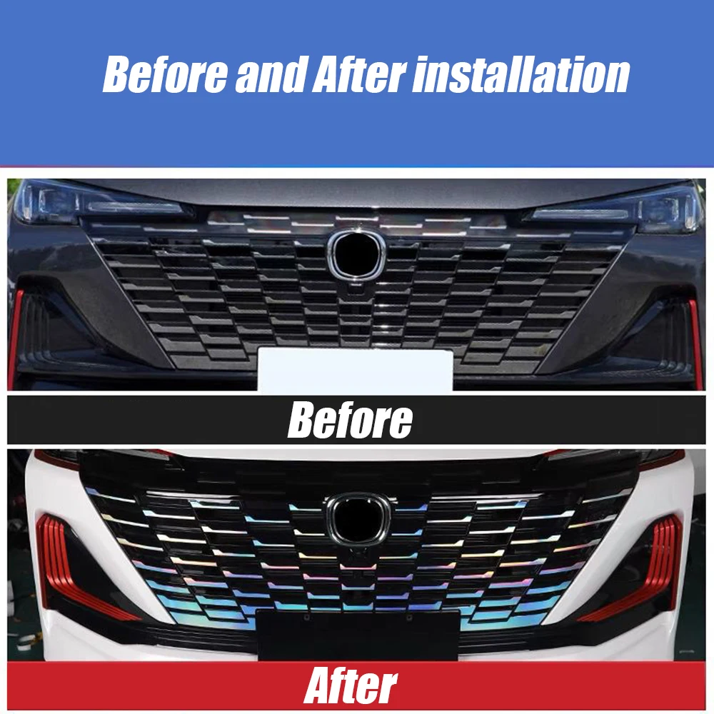 Car Grille Sticker For CHANGAN CS55 PLUS 2th 2022 2023 Car exterior decoration accessories screen color film patch DIY sequins