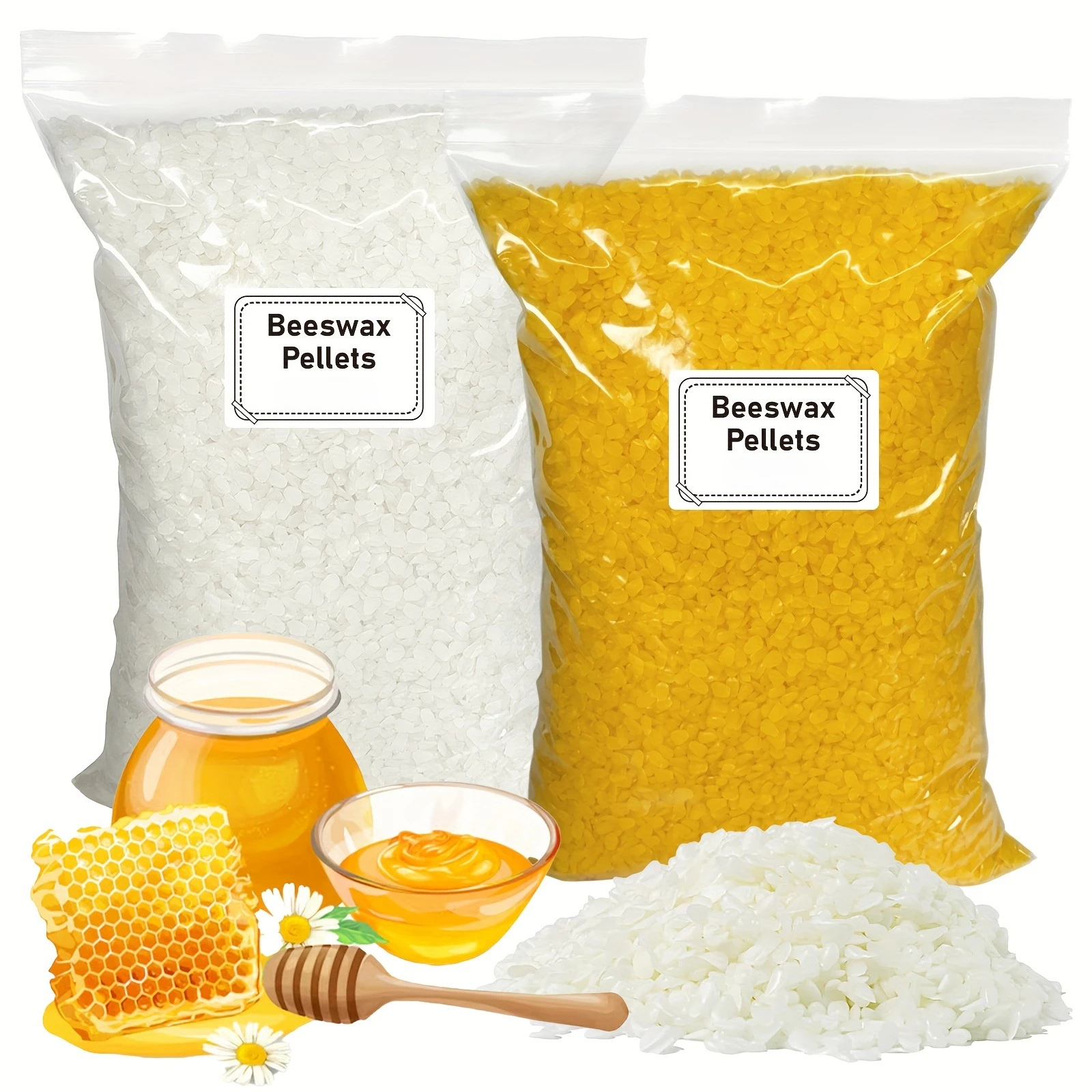 Cera de abejas de 1000g/500g/200g para fabricación de velas hecha a mano, material de moldeo de cera artesanal DIY, material de molde de cera, fabricación festiva de velas