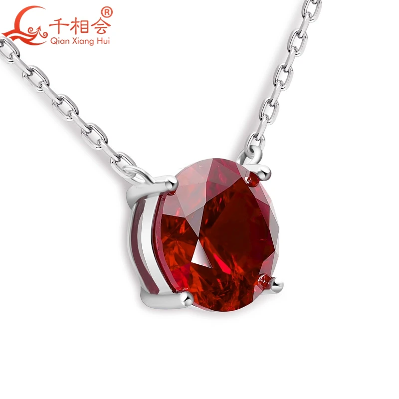 925 silver round shape 10mm  Pigeon Blood Red color lab grwon created ruby with inclusions  stone Jewelry for Pendant Necklace