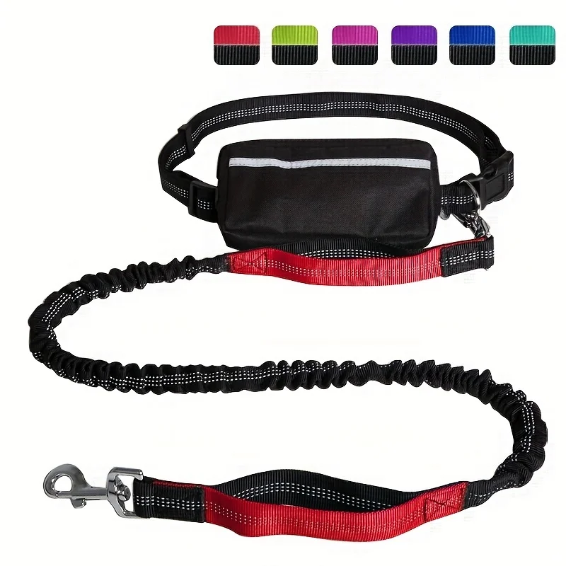 Spot wholesale pet supplies running leash multi-functional waist bag walking dog chain night visible reflective dog walking rope