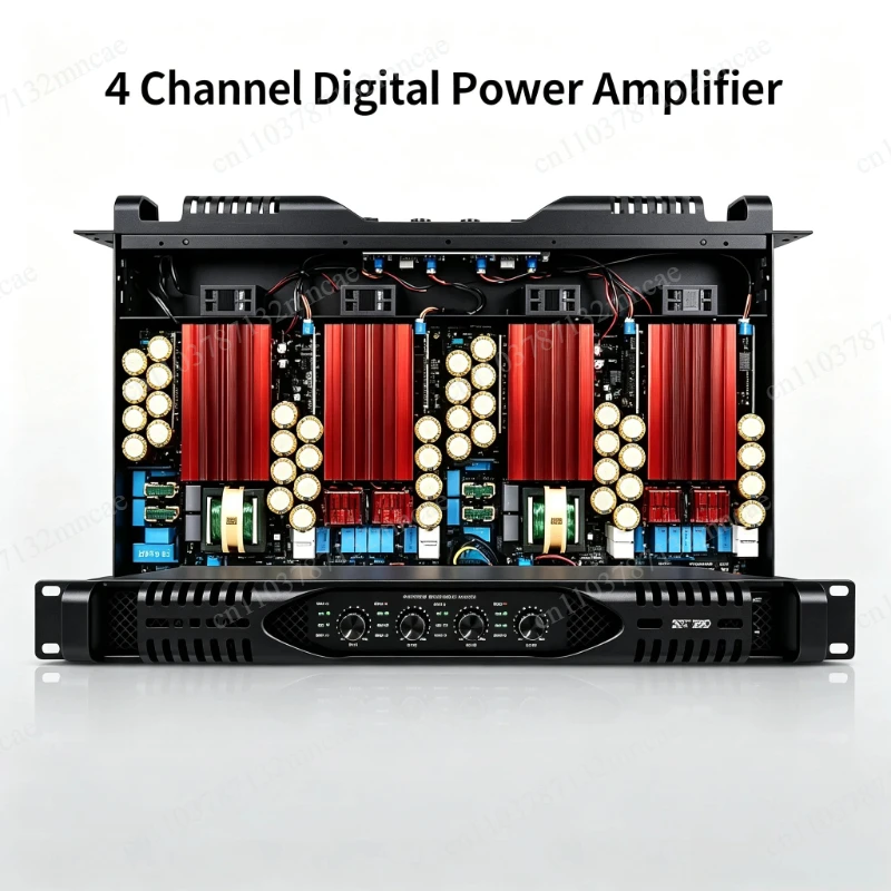 1300W 1U Digital Class , Quad-Channel High Power Pure Post-Stage Professional Audio Amplifier for Stage Performance