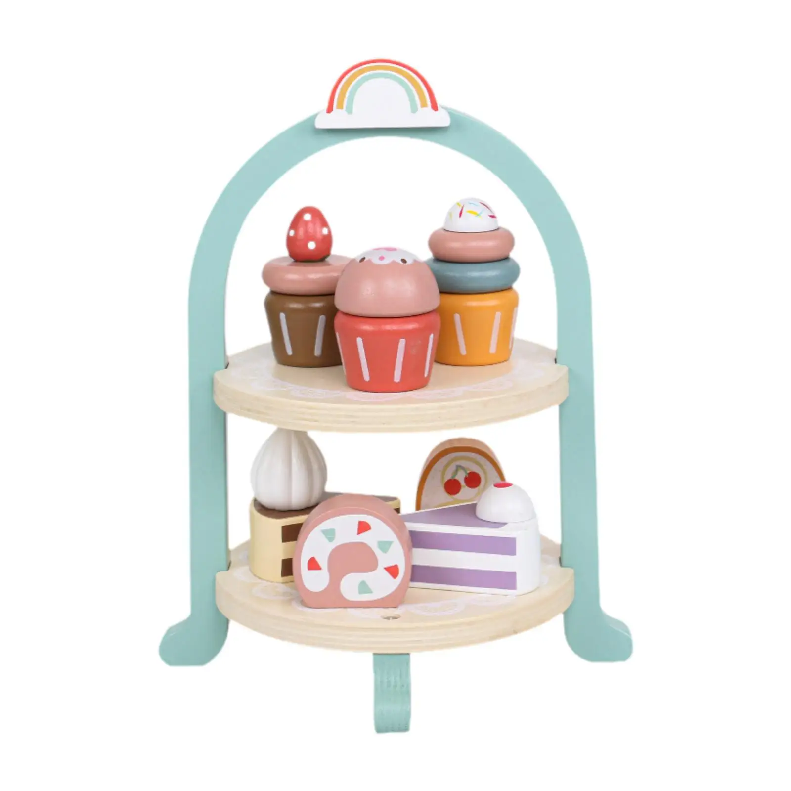 Desserts Food Toy with Stand Cute Montessori Toys Warm Color Cupcake Playset for Kids Children Little Girls Toddlers Great Gift