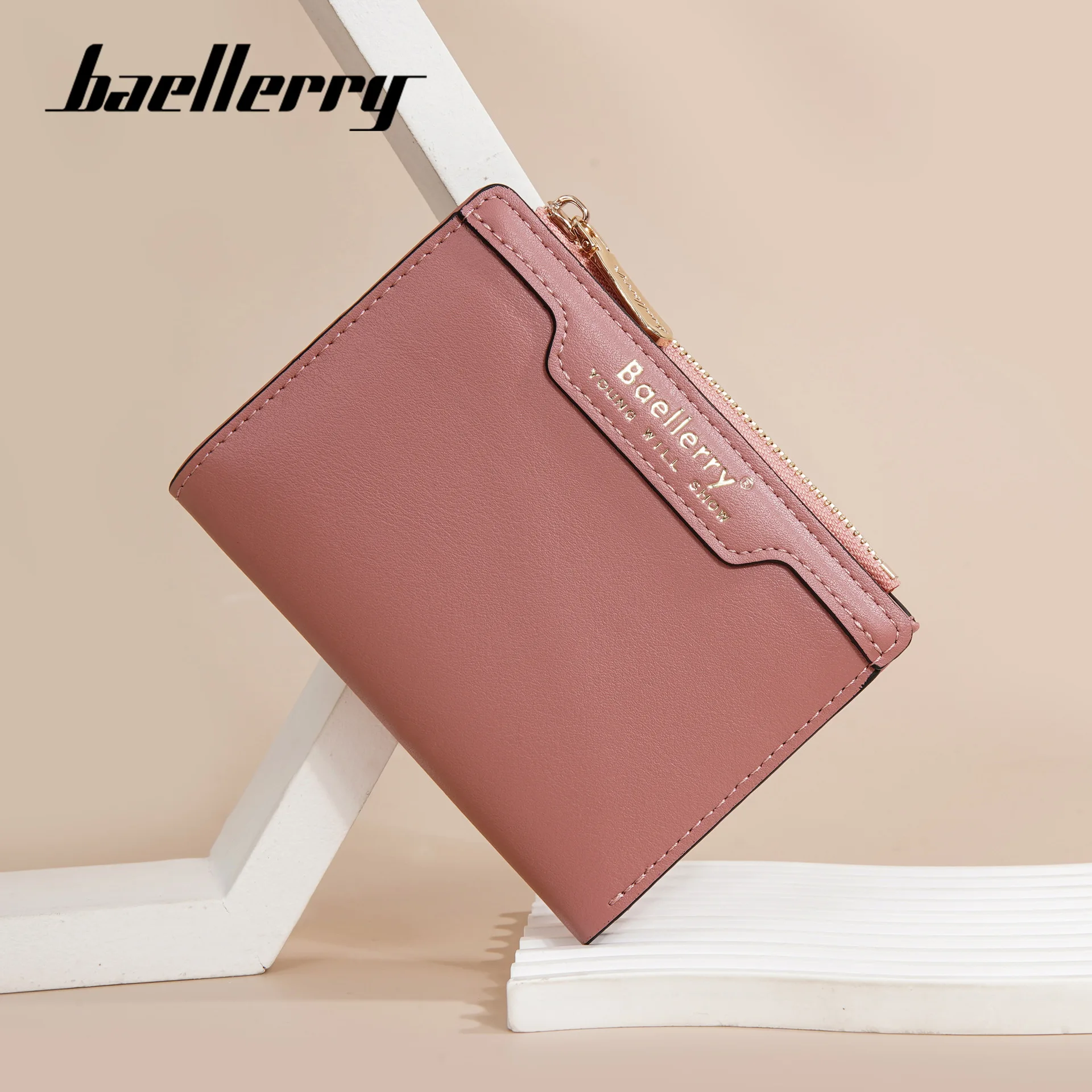 Ladies' short wallet, fashionable and versatile with multiple slots, student zipper mini wallet for storing loose change
