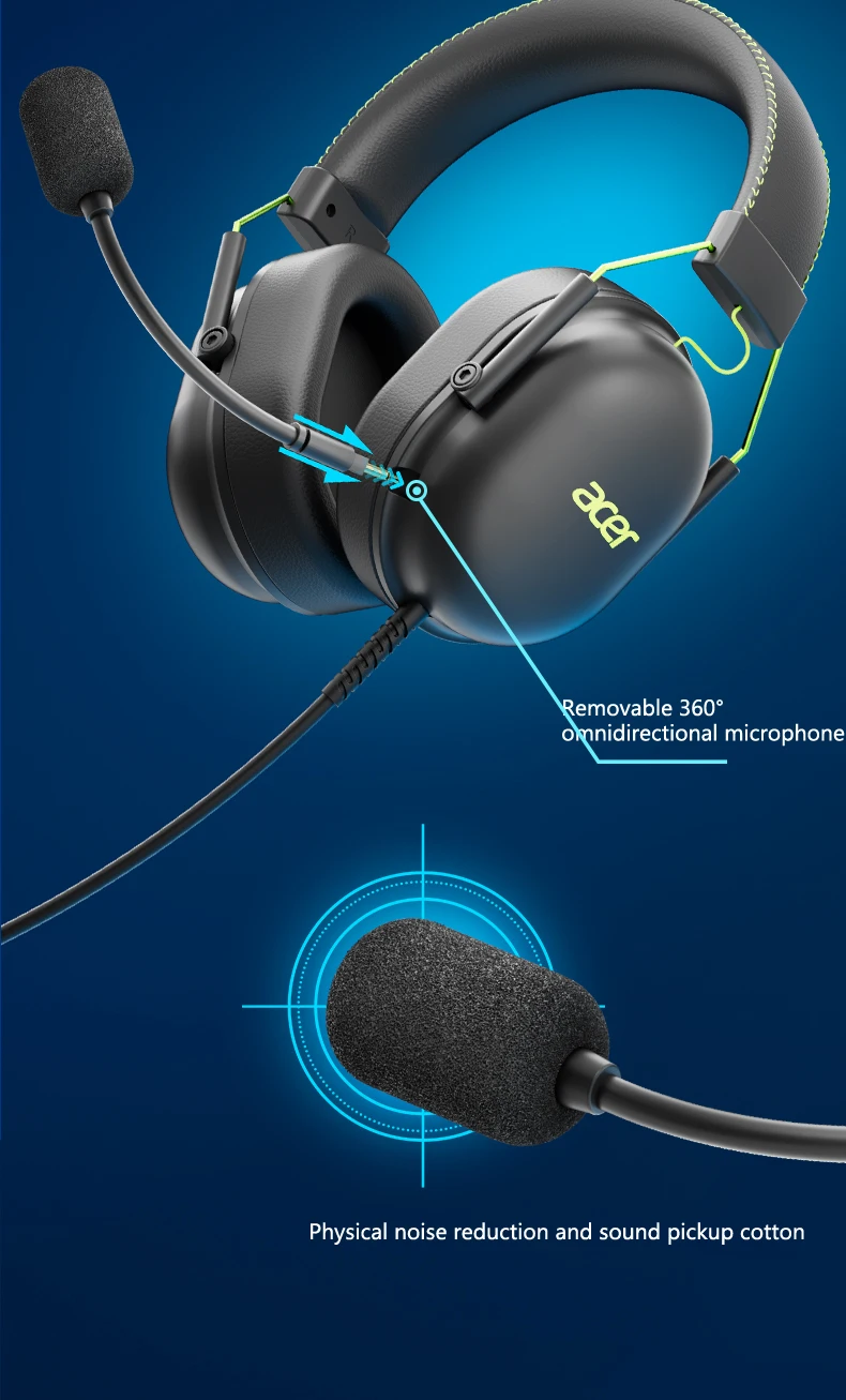 2025 Acer-Kopfhörer OHW200 7.1 Surround Sound Kabelgebundenes USB-Gaming-Headset mit Mikrofon-Geräuschunterdrückung – Gamer für PC, Laptop – Detail 13