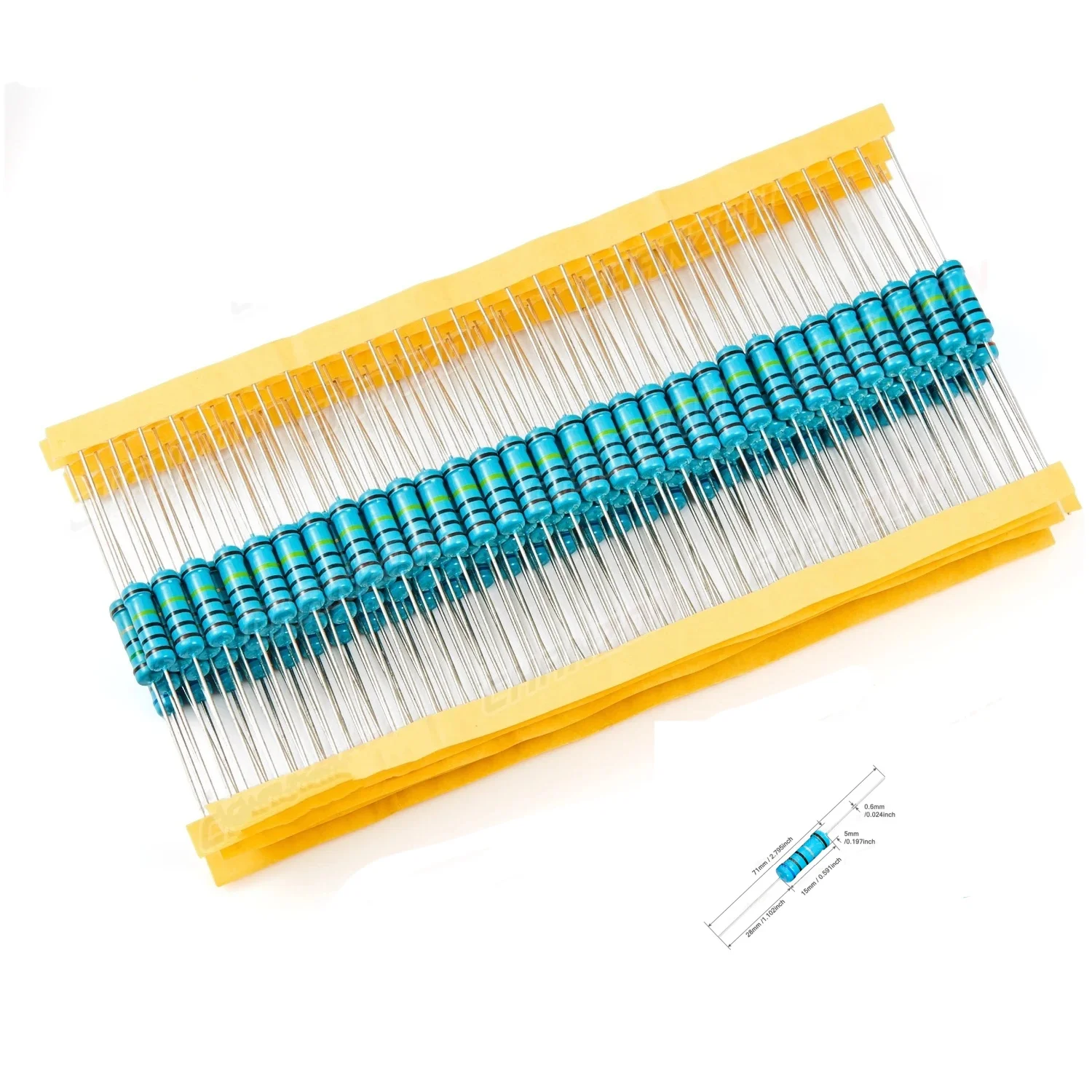 1W 1% High Precision Metal Film Resistor Kit 0.1 2 4.7 10 47 100 470 1K 4.7K 22K 47K 68K 1M Ohm 1 Watt Resistance Assortment Set