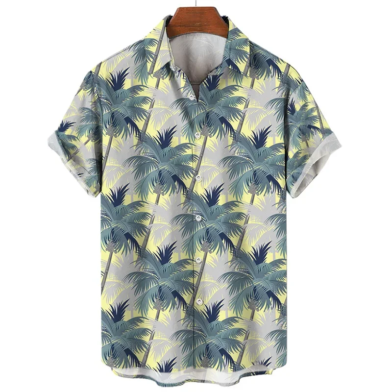 

Hawaiian Palm Tree 3d Print Shirt For Men Cool Summer Street Short Sleeve Shirts Tops Lapel Button Oversized Blouse Clothes