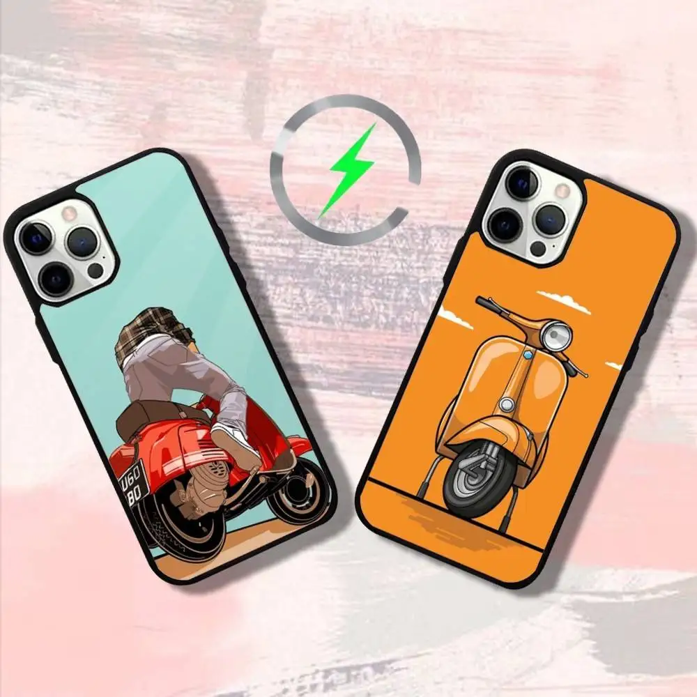 

Scooters V-Vespas Phone Case For iPhone 16,15,14,13,12,11,Pro,Max,Plus,Mini,SE4,E Magnetic Magsafe Wireless Charging