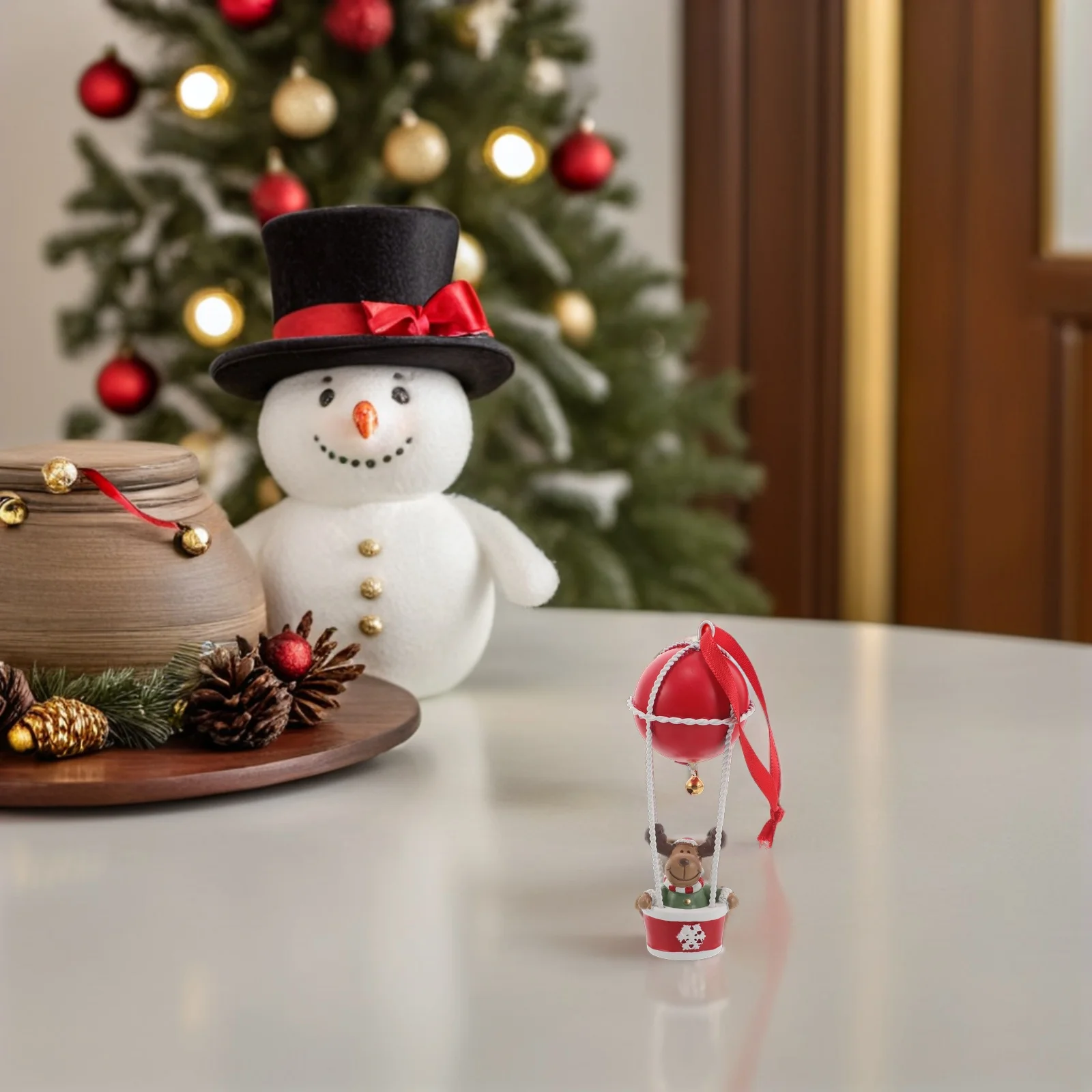 

2025 New Christmas Bell Ornaments Resin Reindeer Xmas Tree Hanging Decor Rustic Farmhouse Holiday Party Decoration Shatterproof