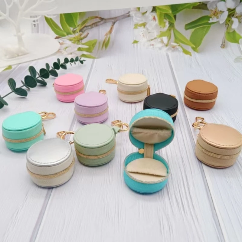 

652F Compact Jewelry Storage Case Keychain Design Jewelry Organizers for Traveling Women with Multiple Compartments