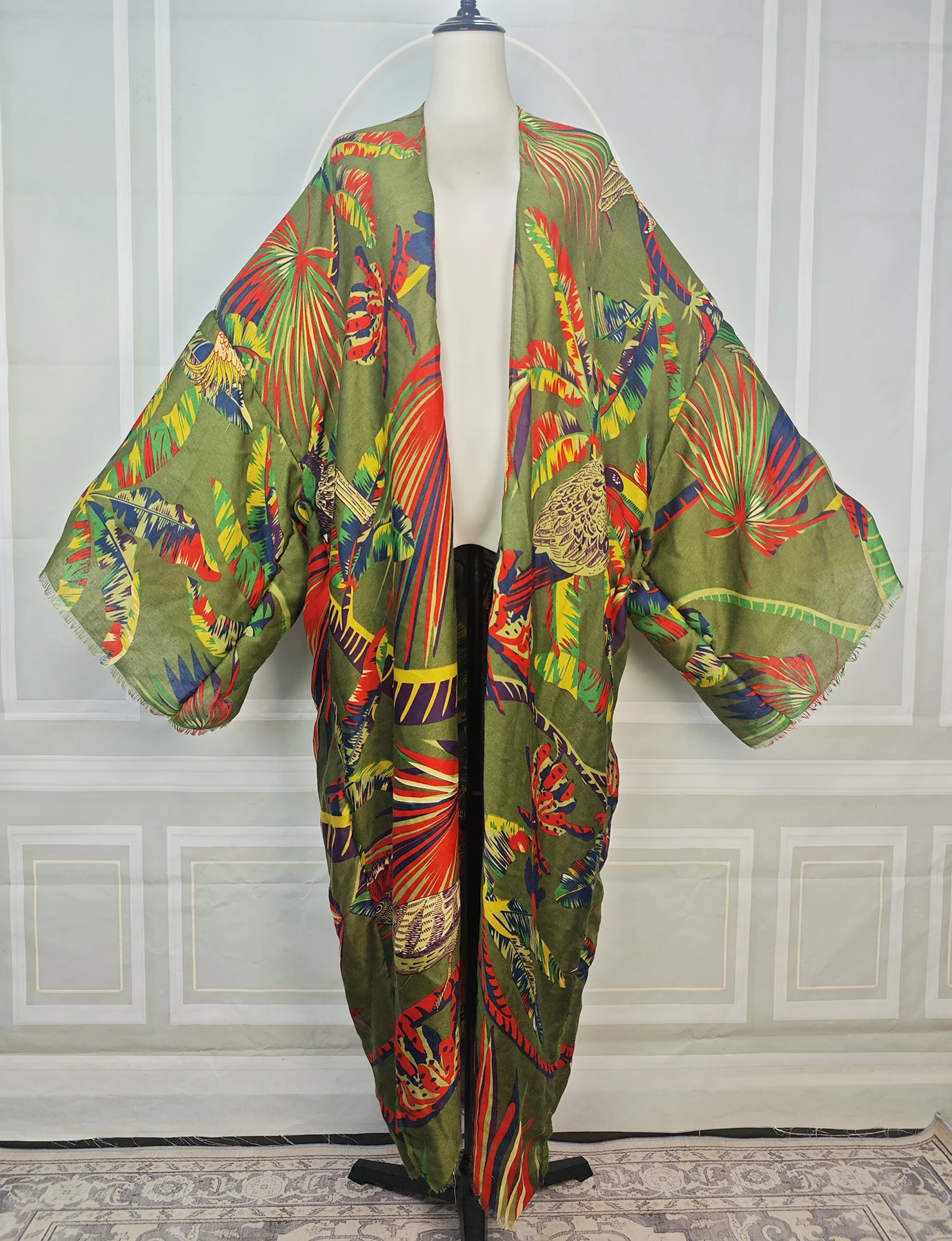 

Пляжная мода: Свободное пляжное платье-накидка больших размеров с принтом животных, длинное кимоно в богемном стиле для отпуска, мусульманский халат с открытым передом